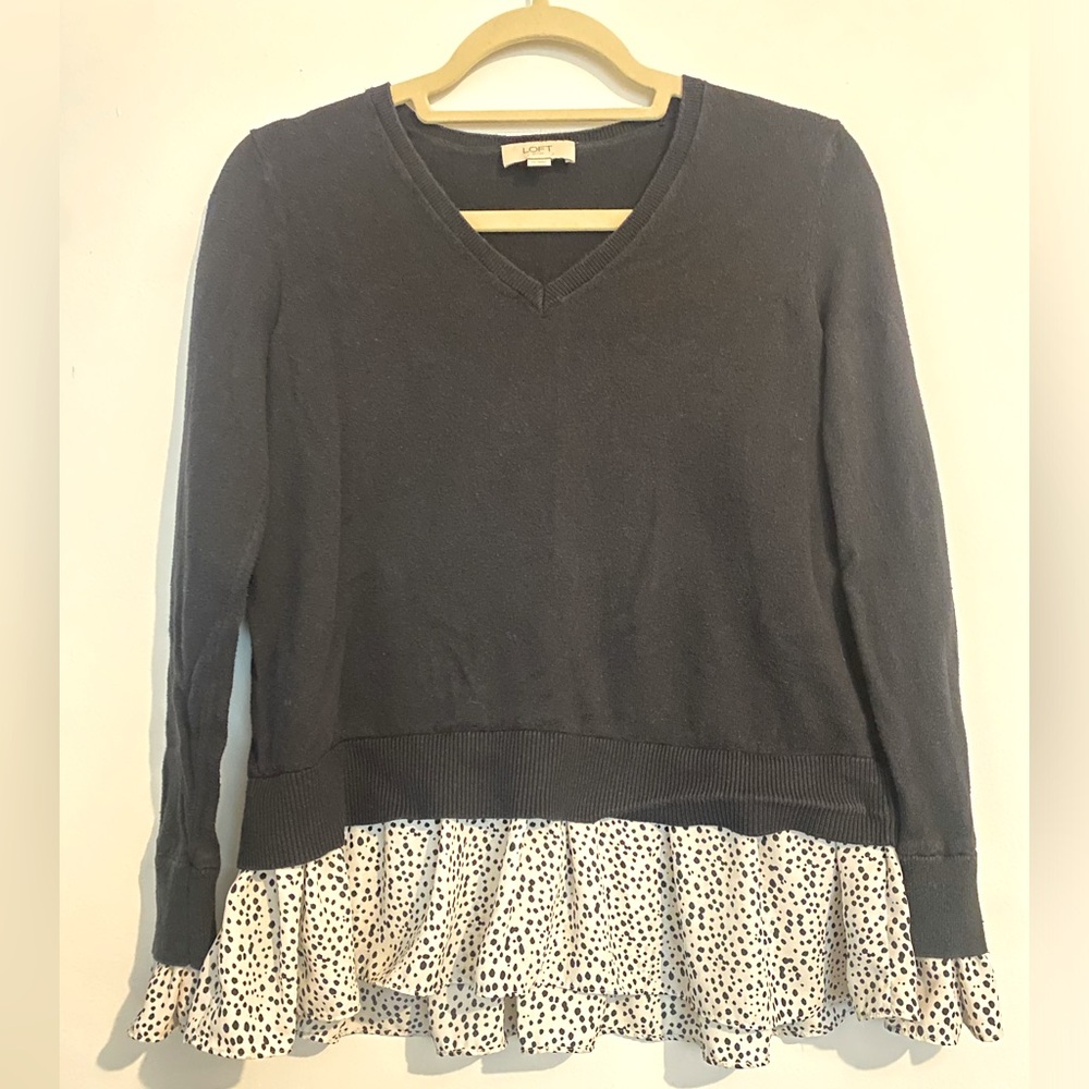 Loft Outlet Poka Dot Ruffle Sweater